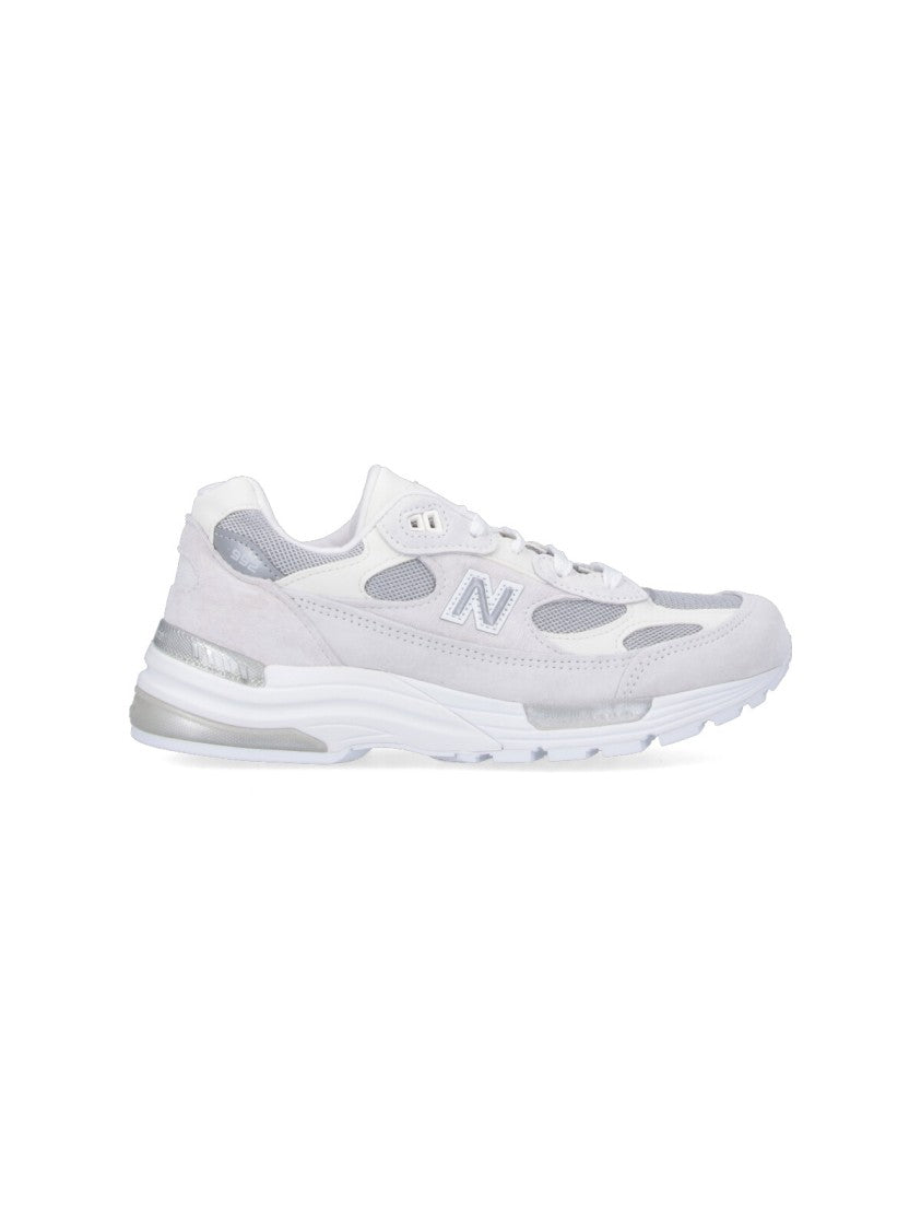 New Balance White Made In Usa 992 Core Leather Mesh Sneakers