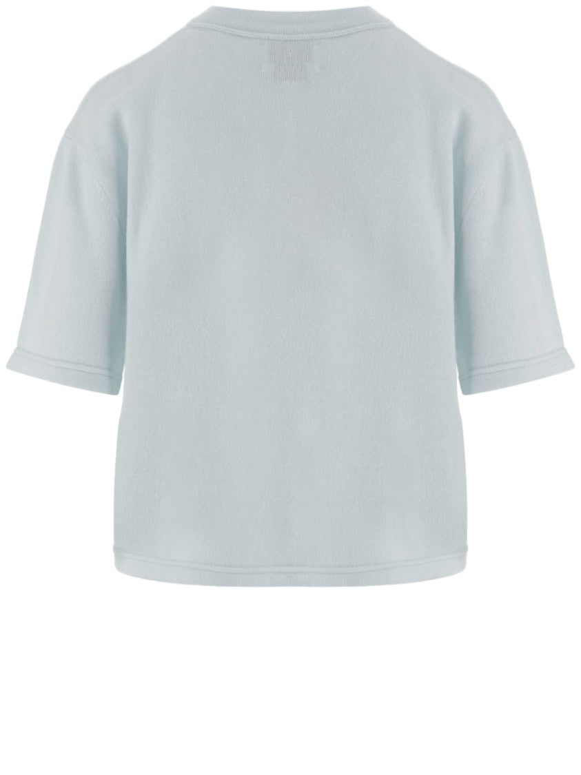 Sa Su Phi Beige Boxy Cropped Short Sleeve Cashmere Sweater