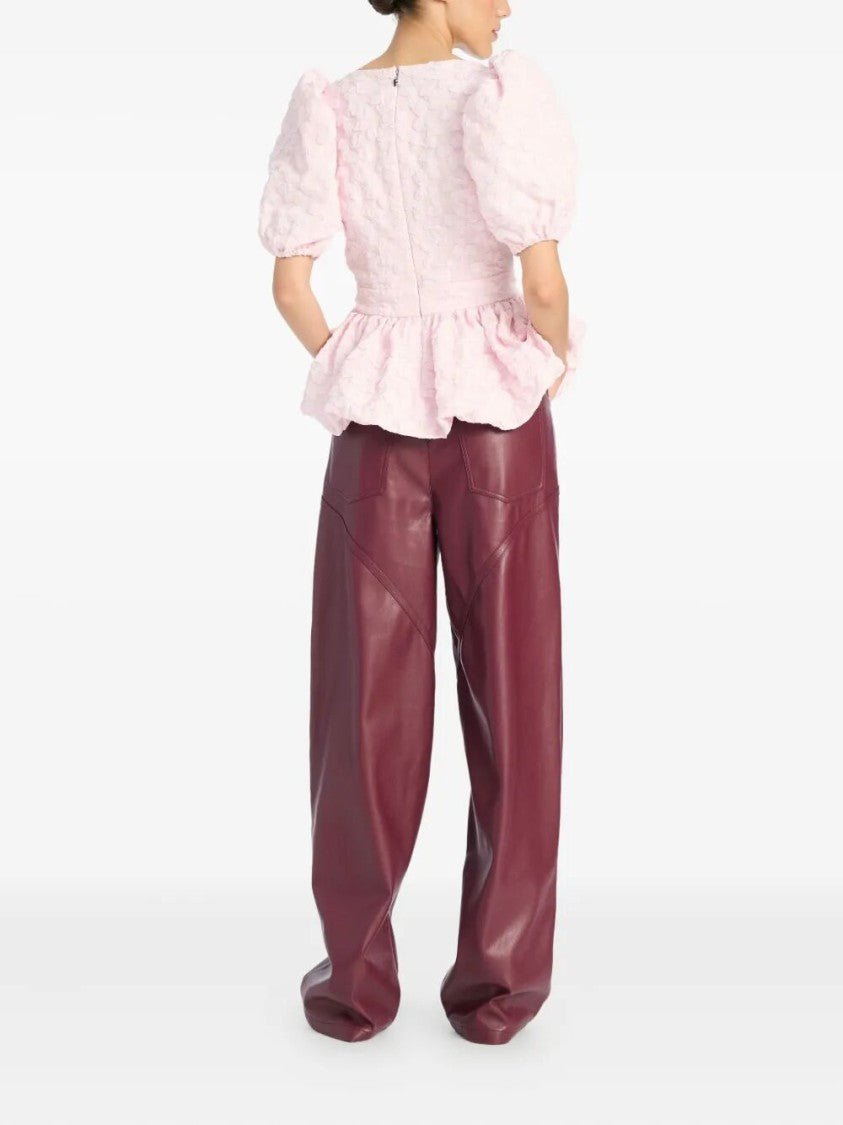 Rotate Birger Christensen Jacquard Puff Sleeve Top