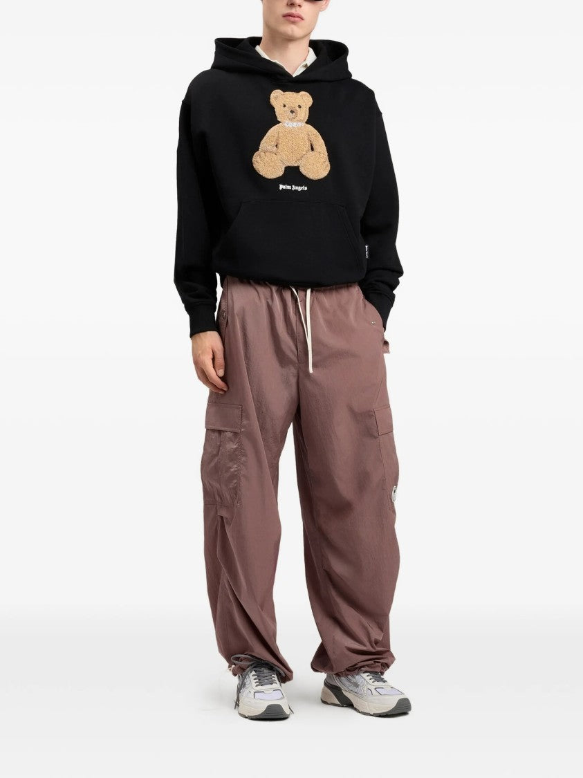 Palm Angels Black Bear Regular Graphic Cotton Hoodie
