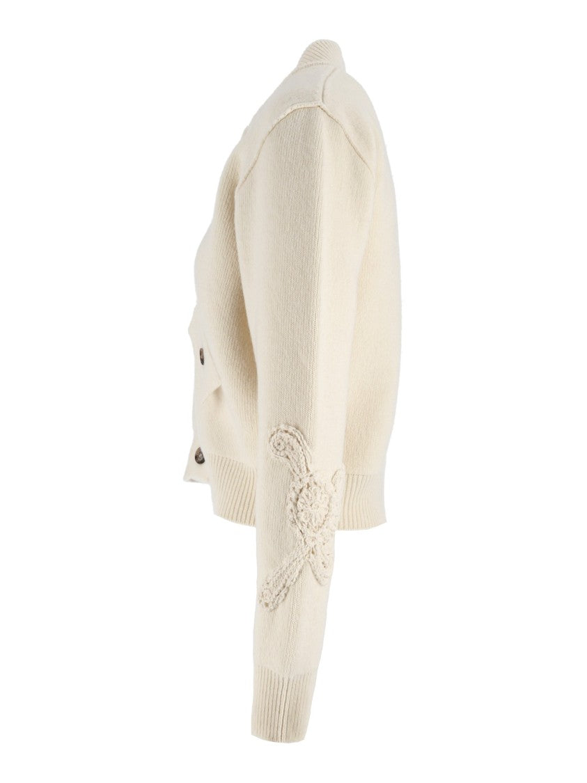 Ermanno Scervino Knitted Cropped Decorative Appliques Bomber Jacket