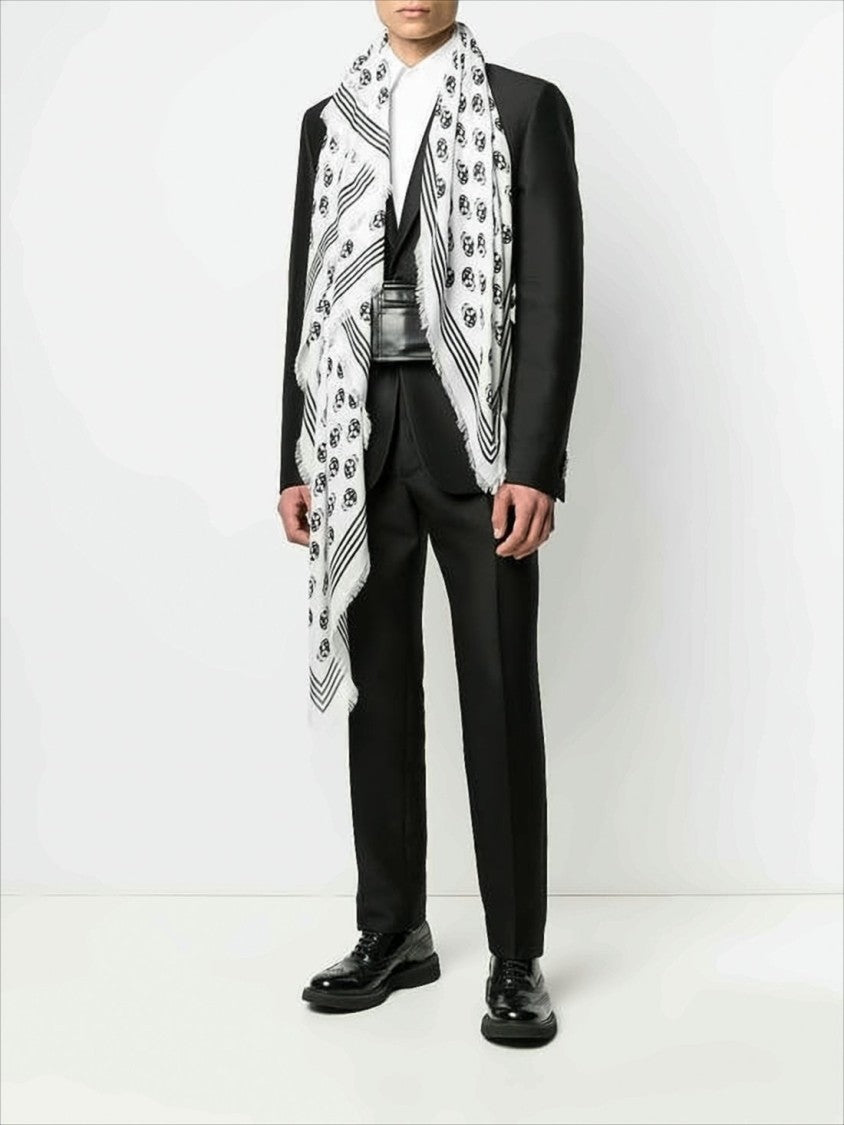 Alexander Mcqueen Rectangular Modal Scarf With Signature Skull Pattern