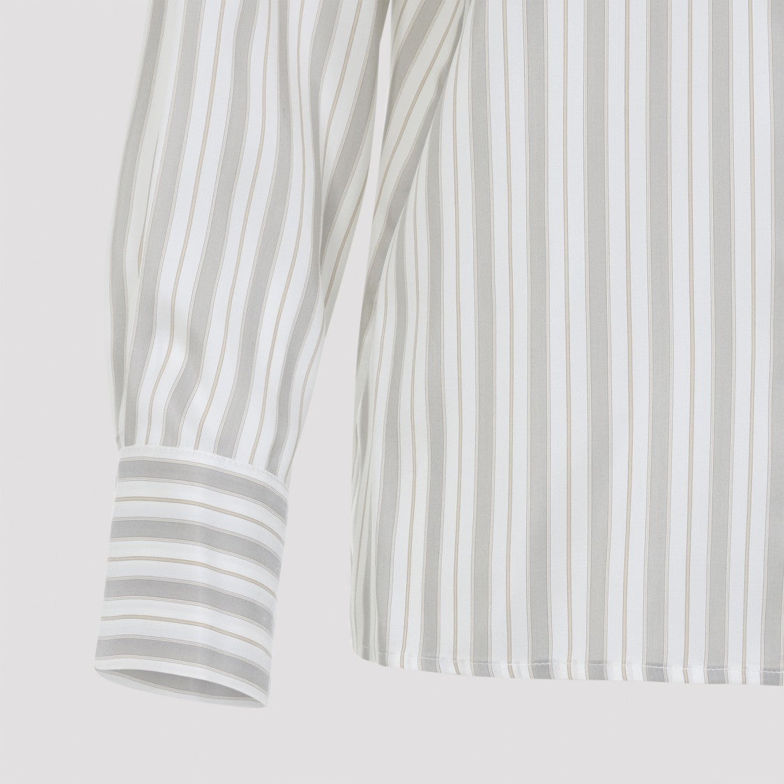 Peserico Opal White Silk Striped Shirt With Pointed Collar