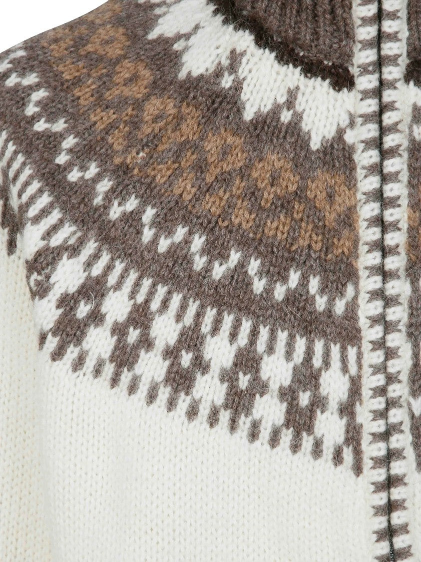 Altea Jacquard-Knit Zip-Through Jacket With High Neck And Ribbed Details