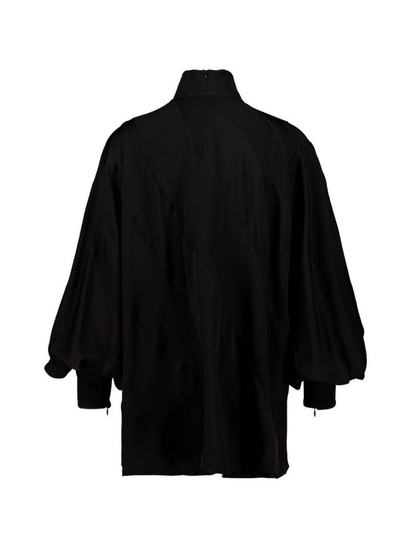 Zimmermann High-Neck Puffed-Sleeve Cotton Shirt