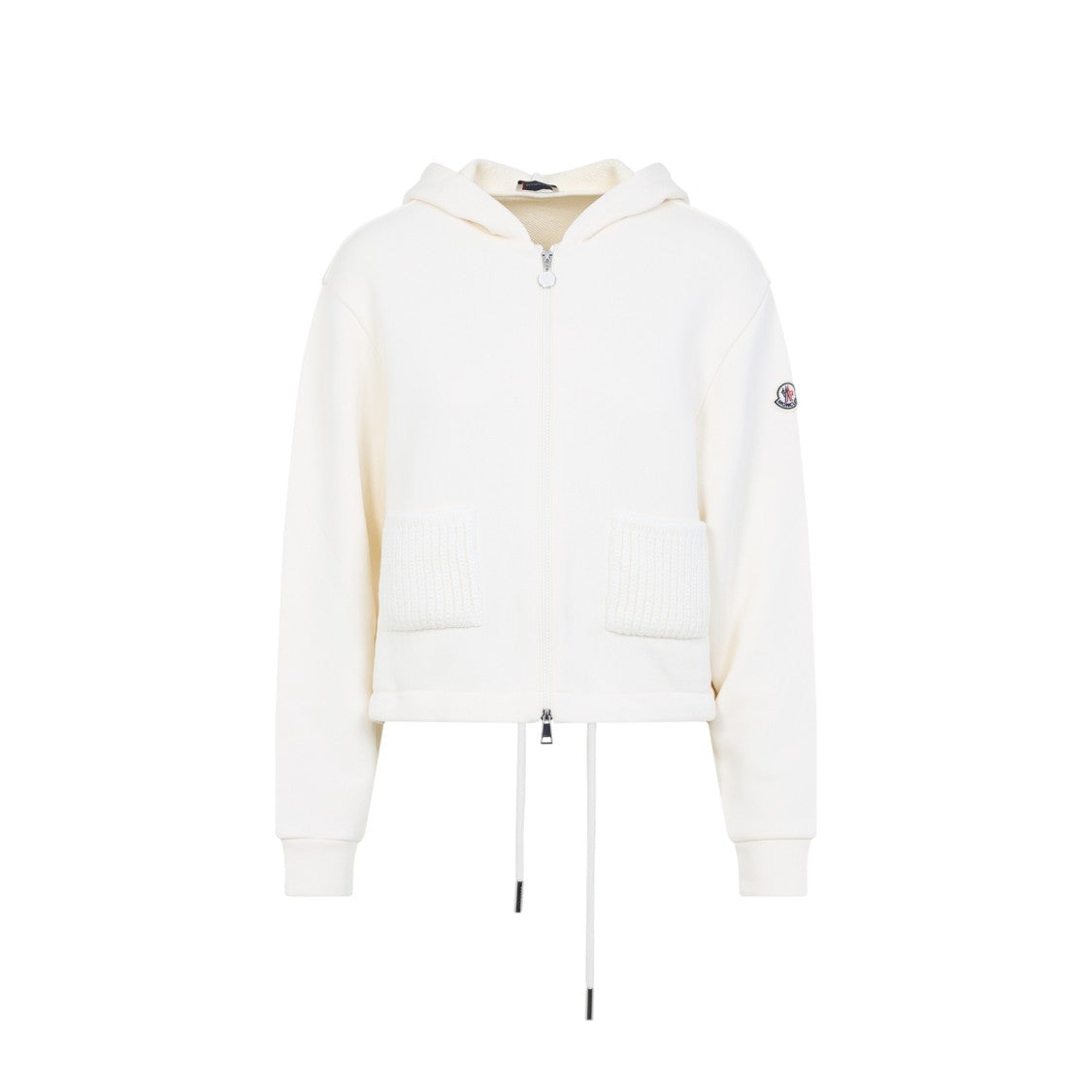 Moncler Contemporary Cropped Zip-Up Hoodie With Adjustable Drawstrings