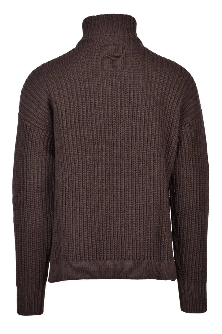 Emporio Armani Knit Brown Zip Cardigan