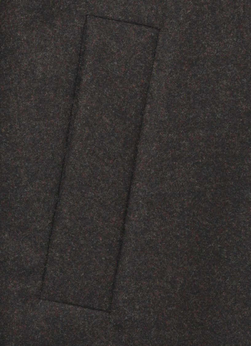 D. Exterior Brown Boxy Wool Coat
