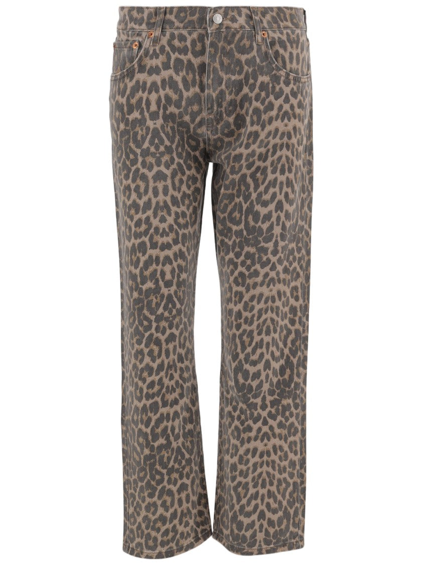 Re/Done Cropped Straight-Leg Jeans With Animal Print And Belt Loops