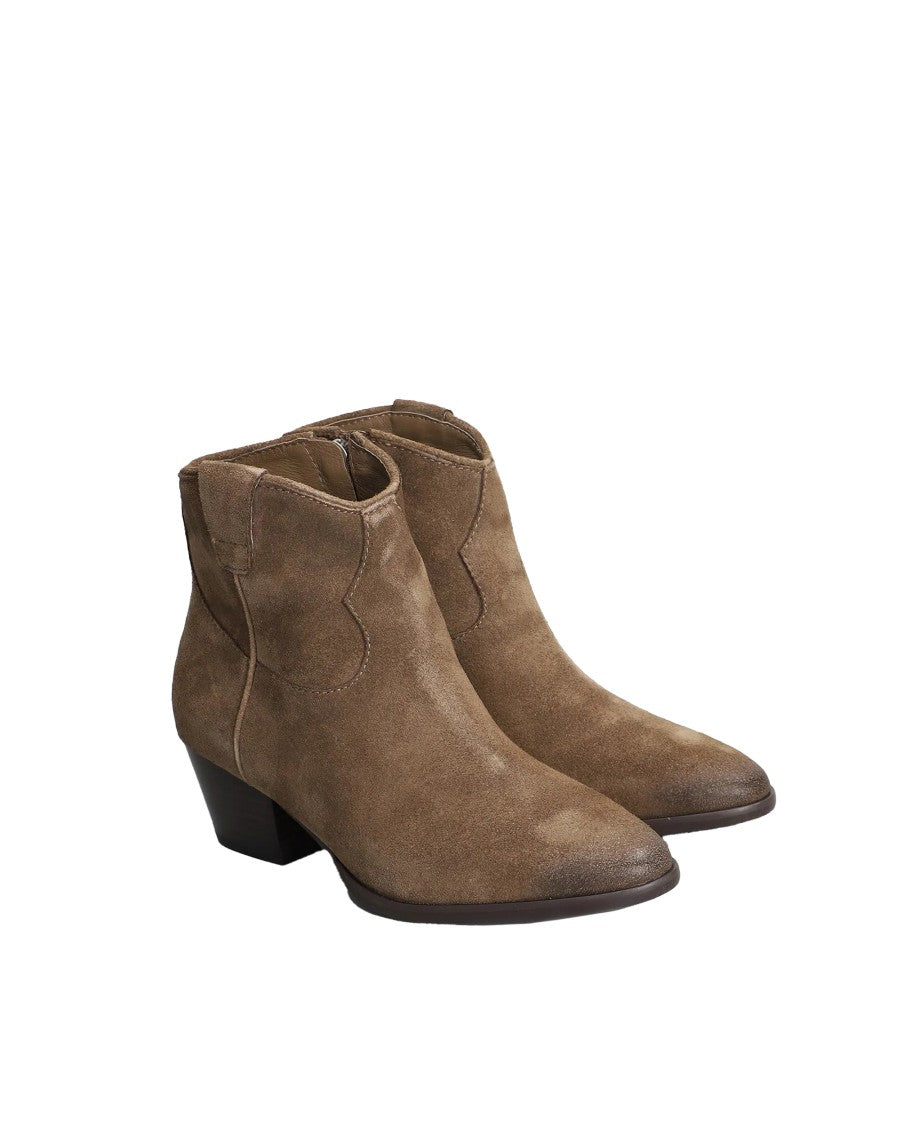 Ash Brown Suede Ankle Boots