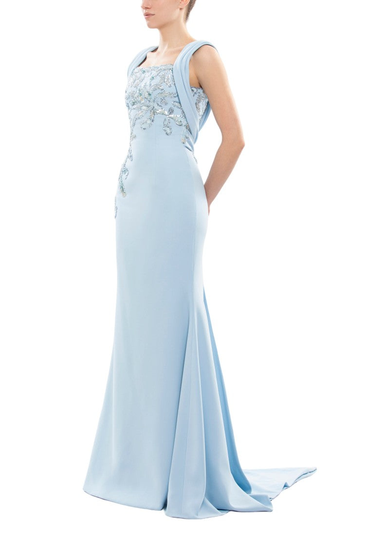 Saiid Kobeisy Embellished Long Crepe Dress