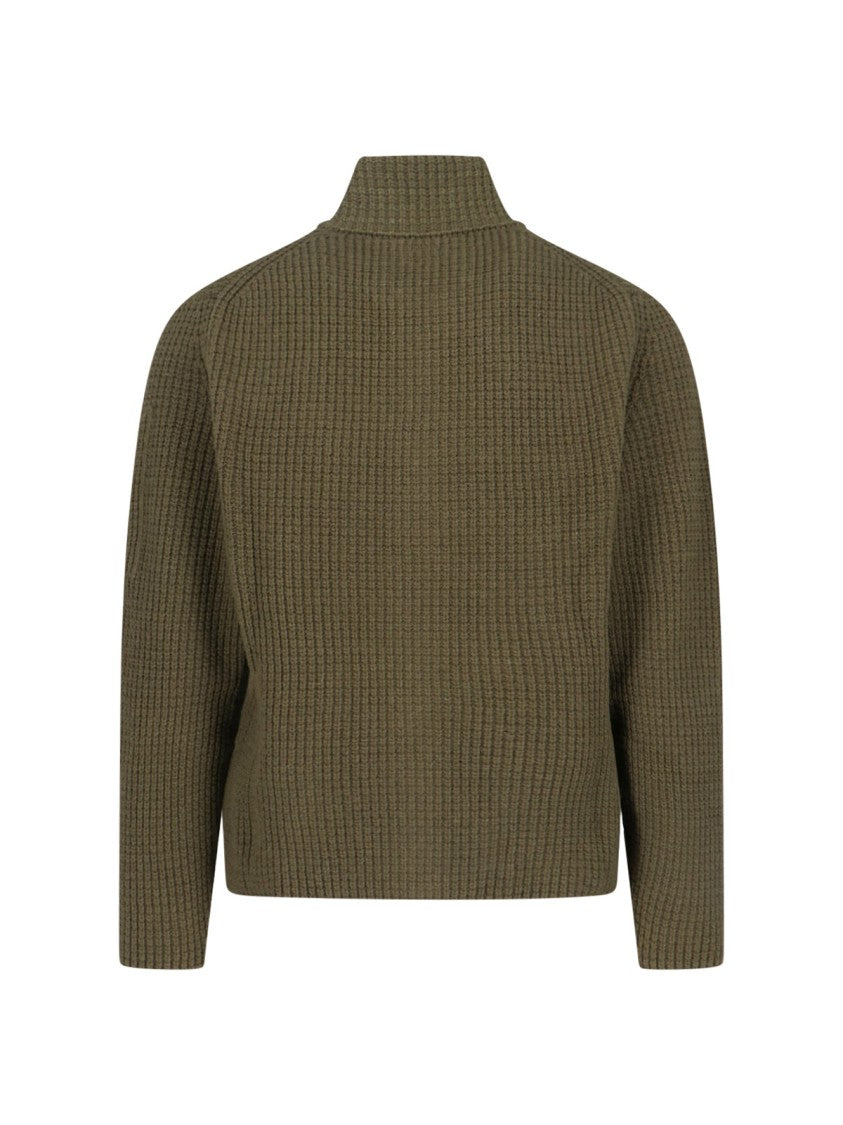 C.P. Company Full-Zip Wool Blend High Collar Sweater