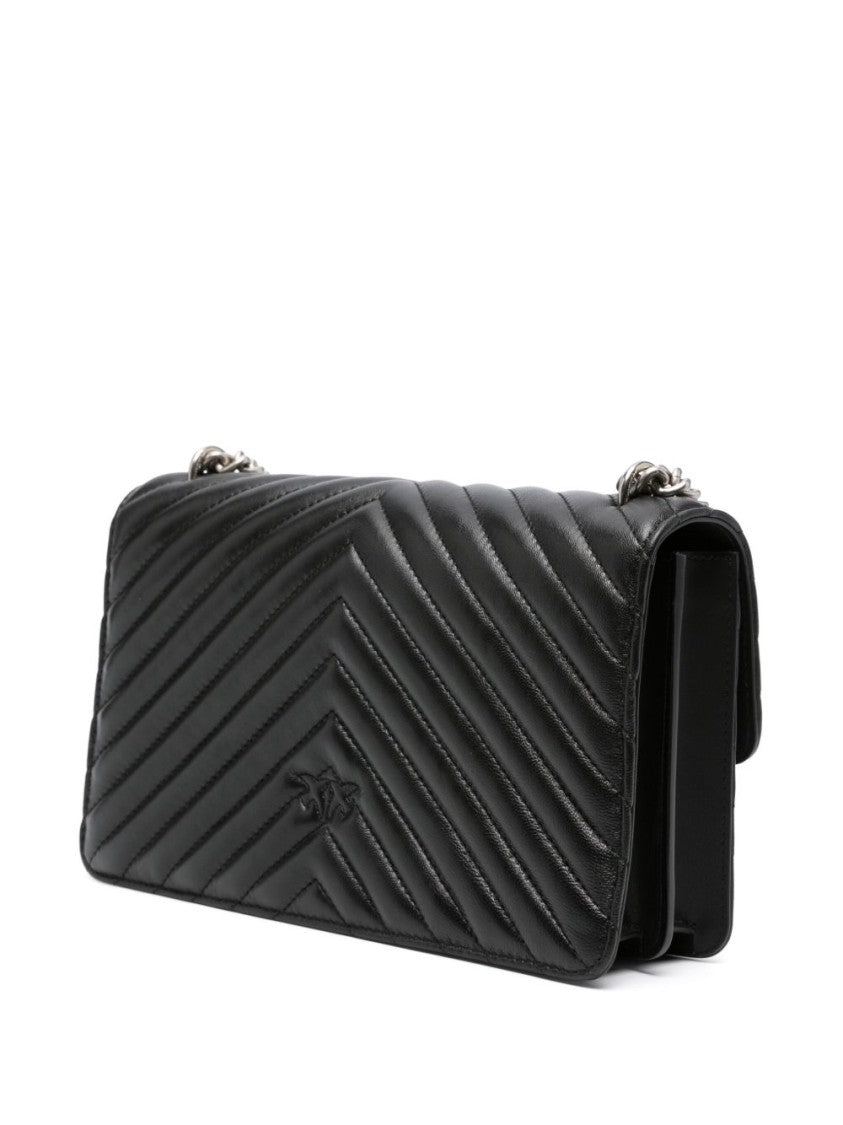 Pinko Black Quilted Calf Leather Shoulder Bag
