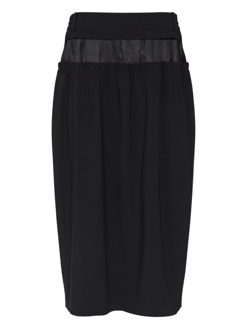 Maison Margiela Black Gathered Polyester Midi Skirt