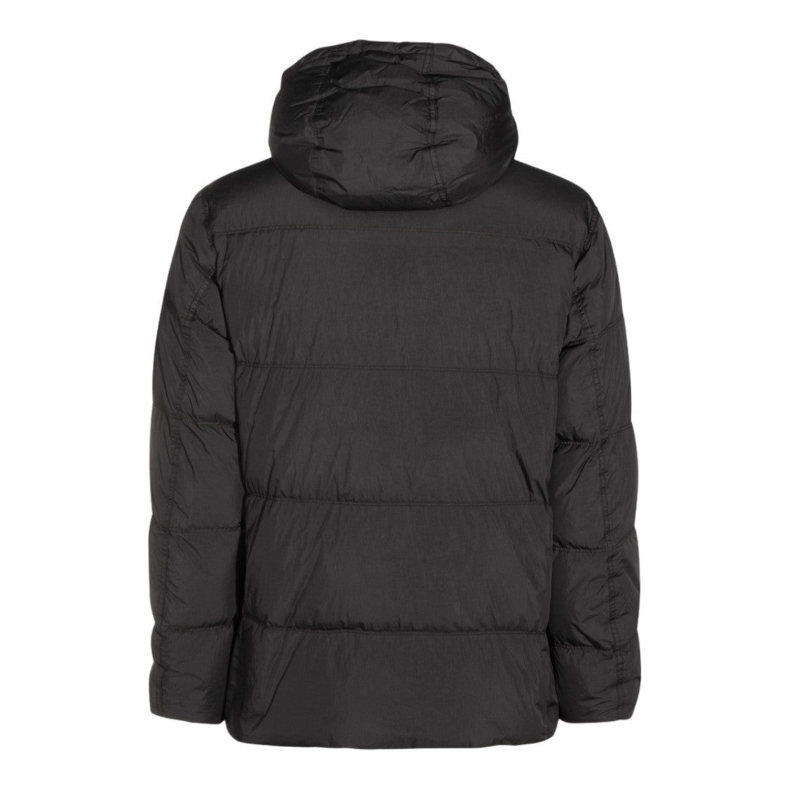 Stone Island Quilted Black Padded Coat With Hood
