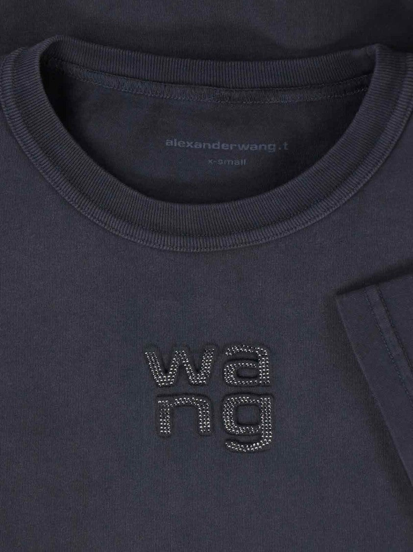 Alexander Wang Logo T-Shirt In Black Cotton, Crew Neck
