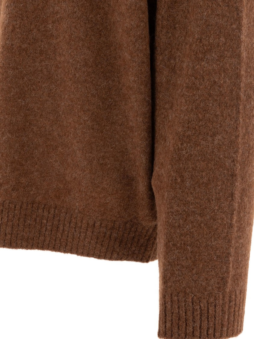 Undercover Half-Zip Brown Knitwear With Alpaca