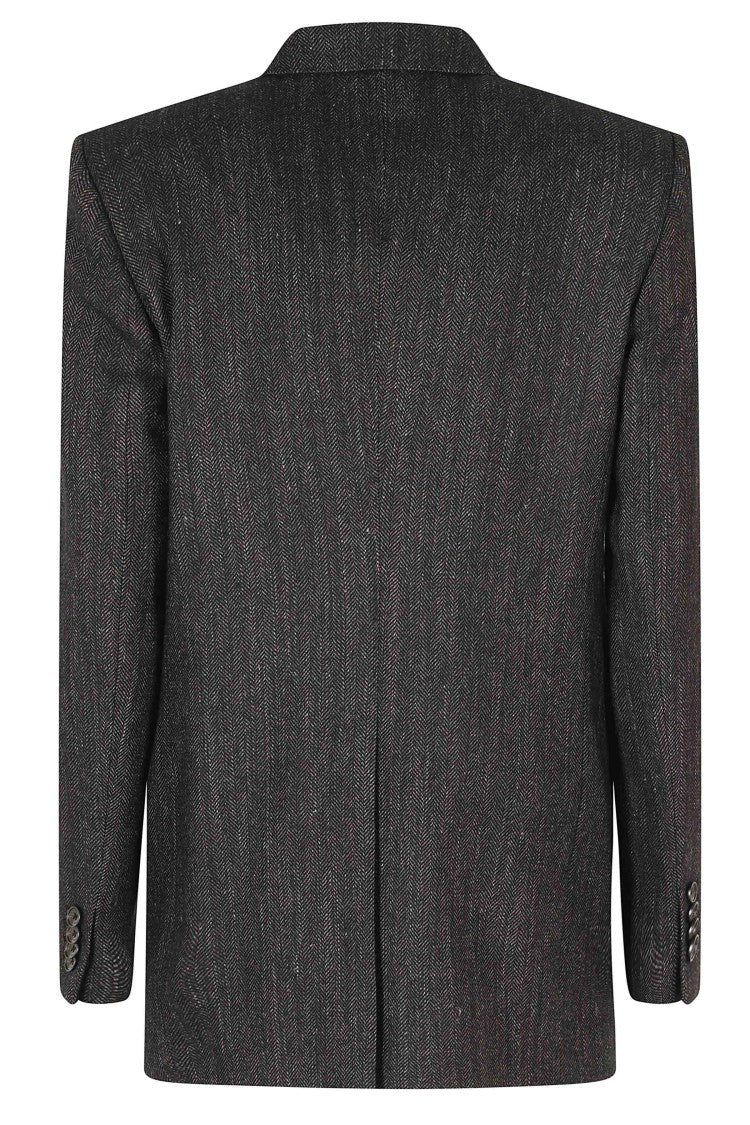 Tagliatore Brown Houndstooth Double-Breasted Wool-Blend Jacket