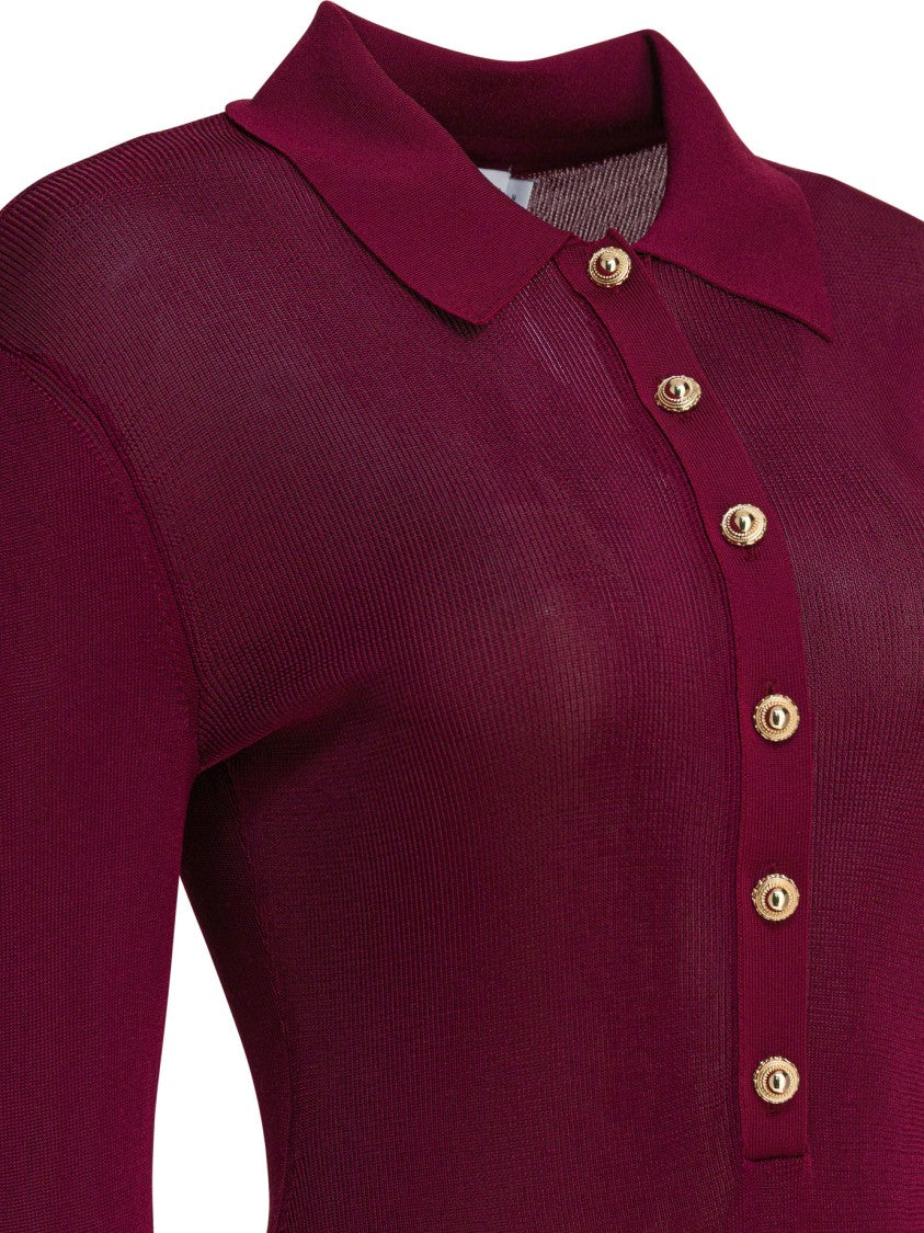 Self-Portrait Bordeaux Viscose Knit Bodysuit