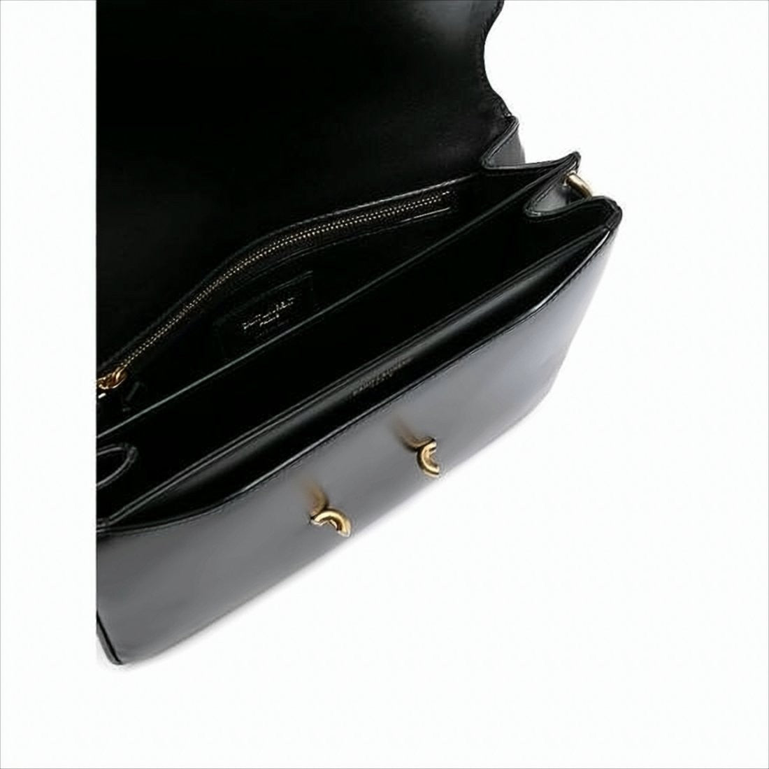Saint Laurent Structured Black Calf Leather Shoulder Bag