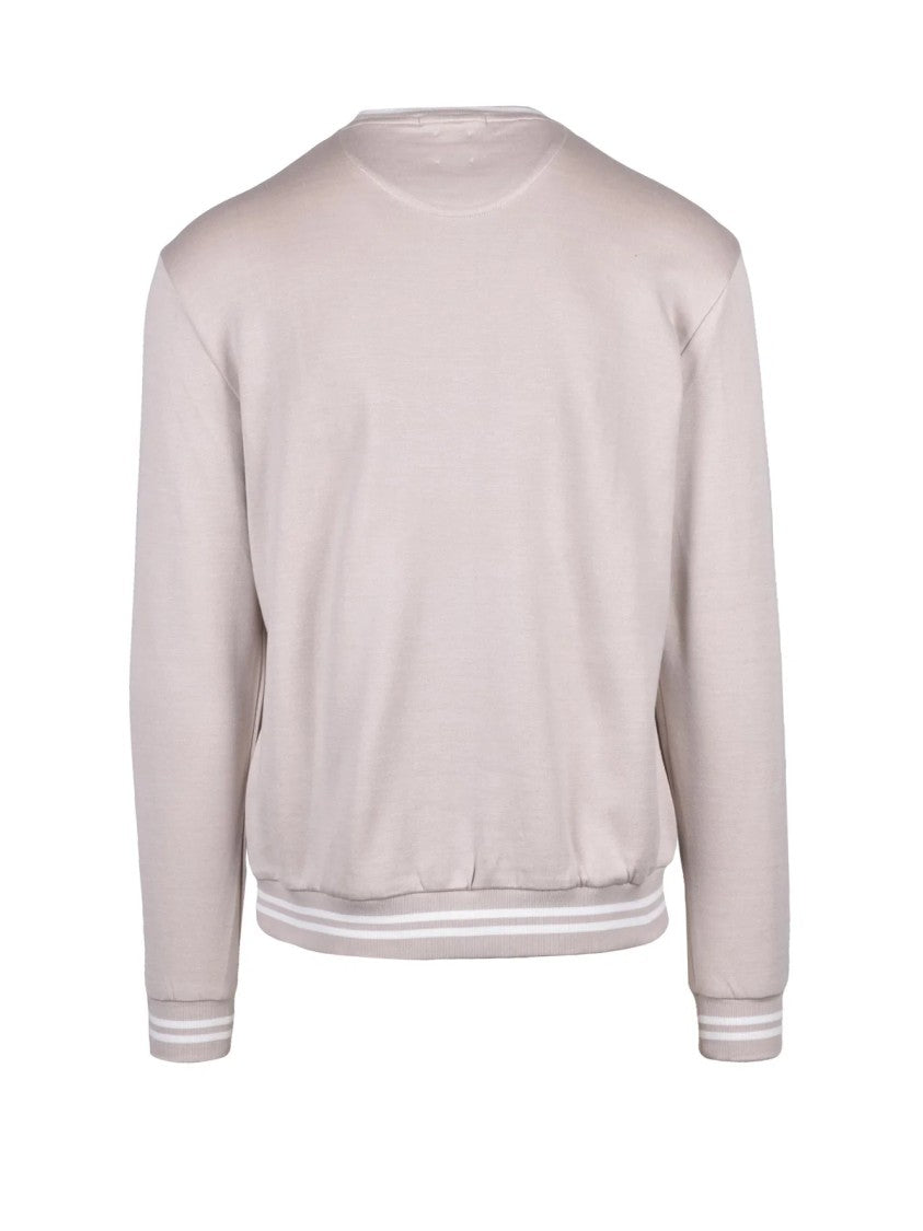 Eleventy Beige Cotton Polyamide Men Crew Neck Sweatshirt