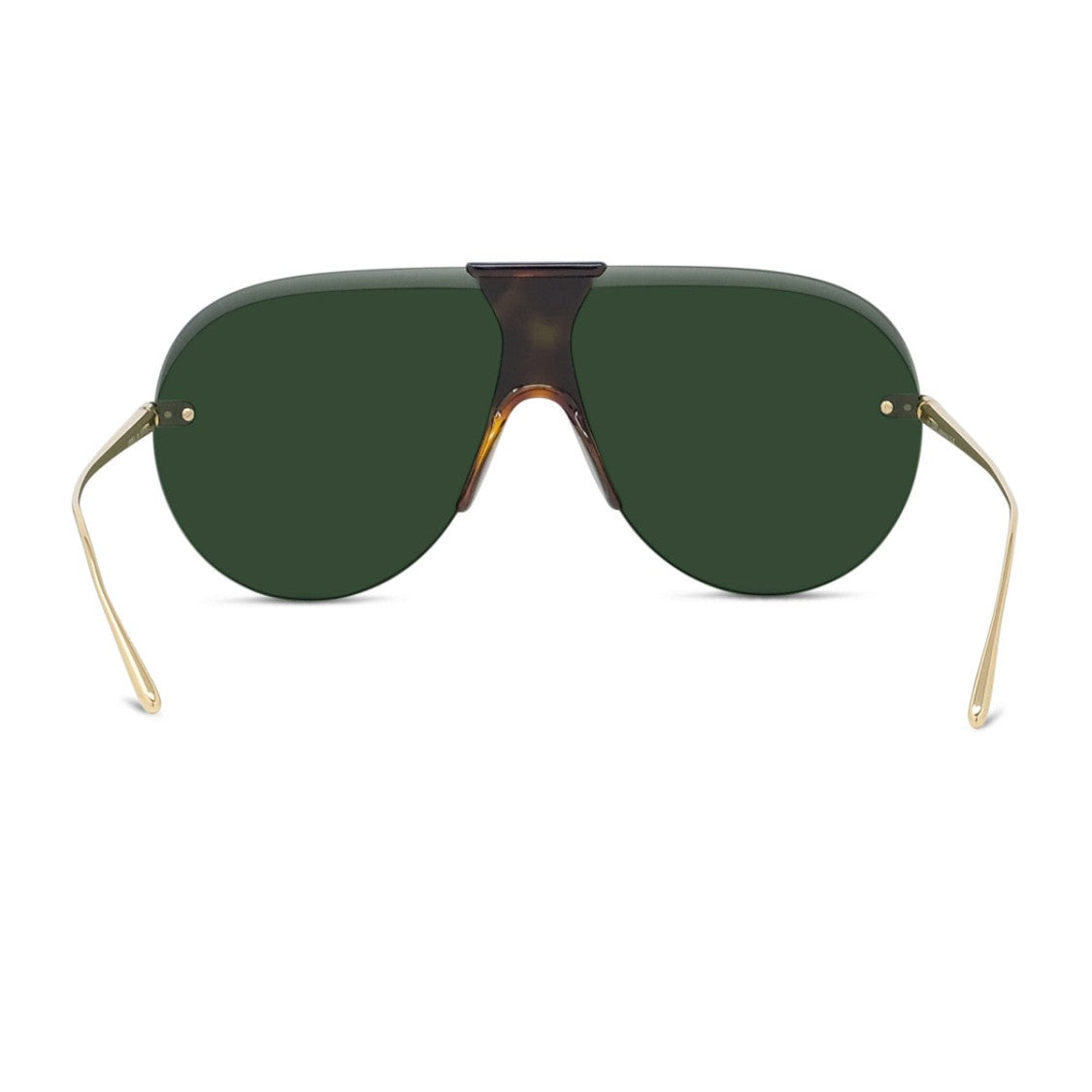 Loewe Gold Havana Wraparound Green Lens Shield Sunglasses