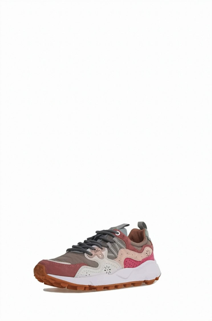 Flower Mountain Multicolor Printed Fabric Suede Trekking Laces Sneakers