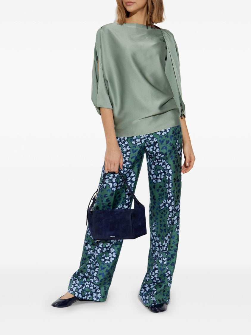 Lanvin Forest Green Patterned Wide Leg Trousers