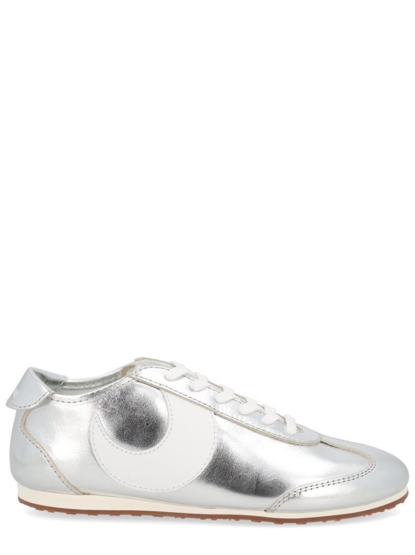 Marine Serre Silver Astra Metallic Leather Sneakers