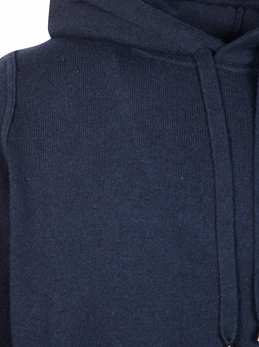 Filippo De Laurentiis Dark Navy Fine-Knit Wool-Cashmere Hoodie