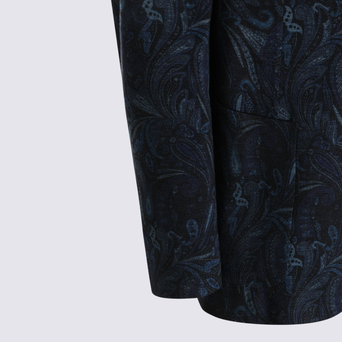Etro Tailored Dark Blue Paisley Blazer With Classic Two-Button Closure