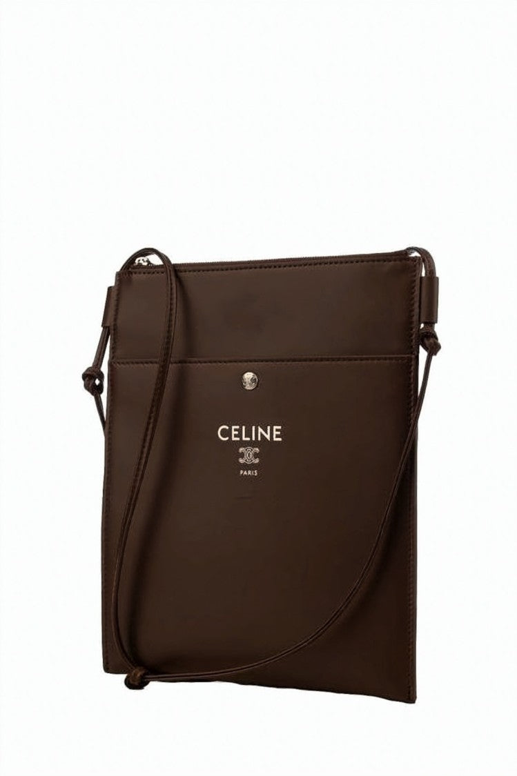Celine Rectangular Calf Leather Pouch With Adjustable Strap