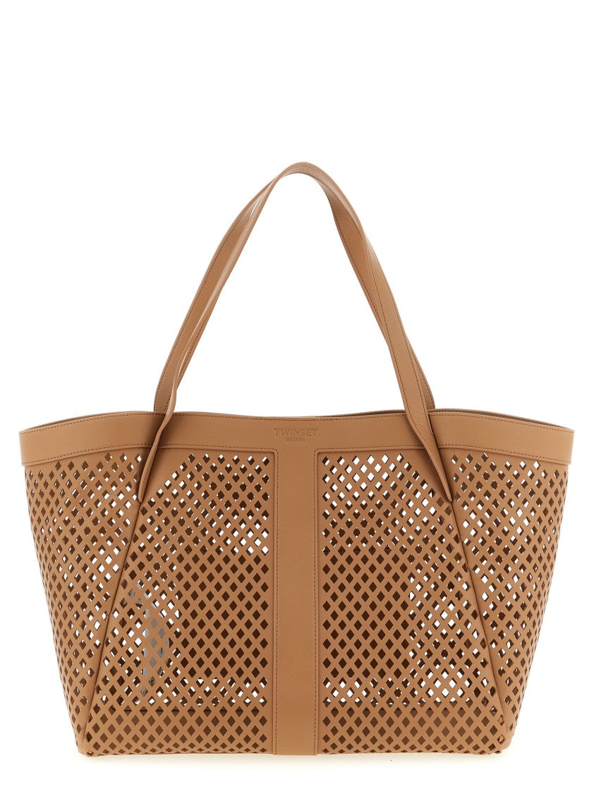 Twin-Set Openwork Leather Shopping Bag