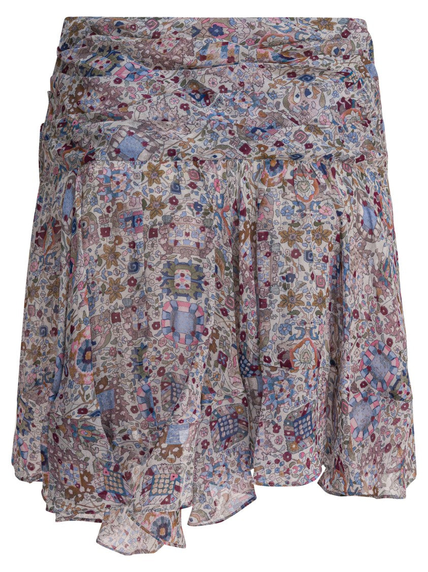 Isabel Marant Étoile Asymmetrical Ruffled Skirt With Intricate Floral Design