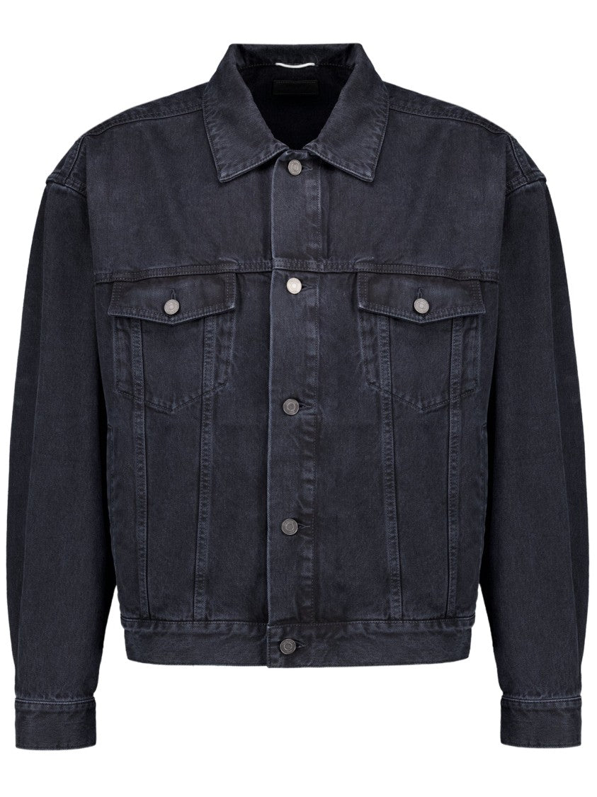 Saint Laurent Elastic Belt Denim Trucker Jacket