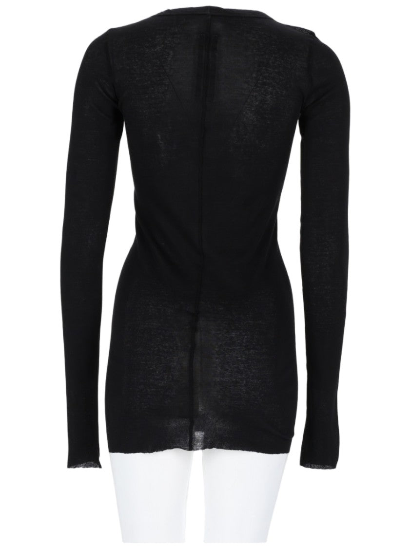 Rick Owens Fitted Vertical Seam Long-Sleeve Cotton T-Shirt