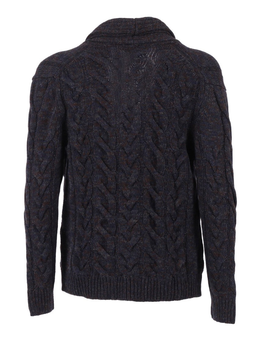 Sette Fili Cashmere Mixed Cable Knit Cardigan With Shawl Collar And Pockets