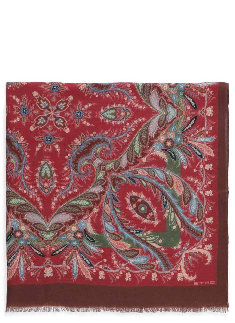 Etro Red Wool Scarf