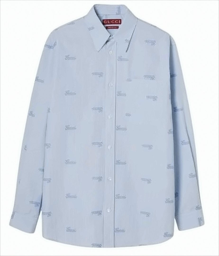 Gucci Light Blue Long-Sleeve Button-Up Shirt
