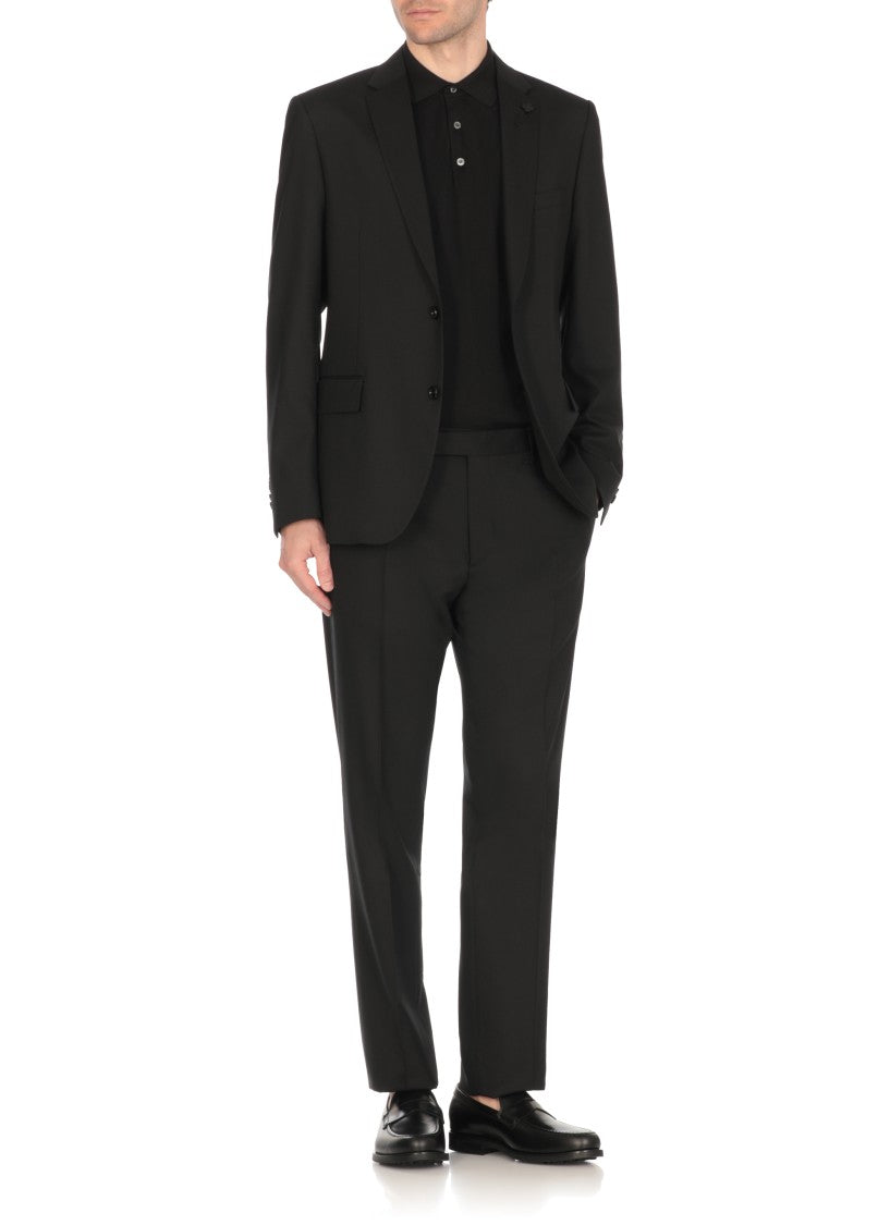 Lardini Black Wool Suit