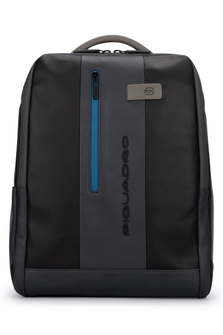 Piquadro Dual-Textured Nylon Backpack With Distinctive Zip Pocket