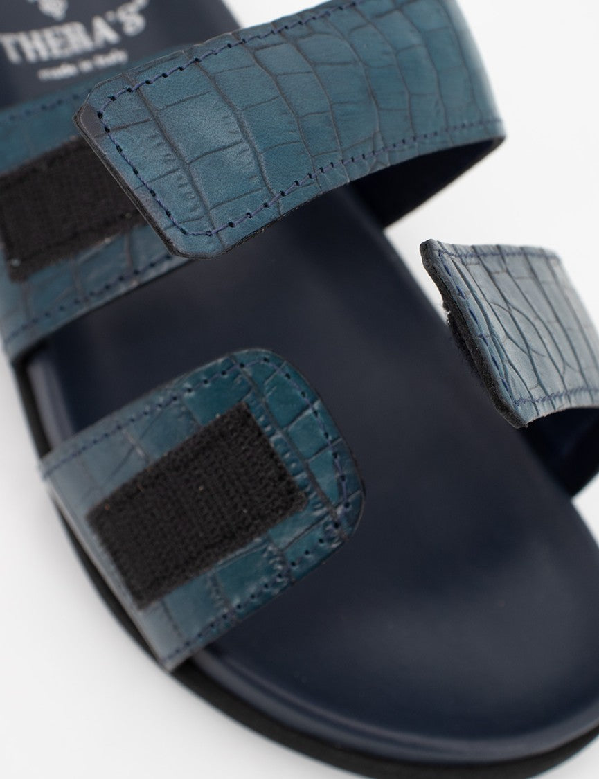 Thera's Blue Double Strap Heeled Sandals