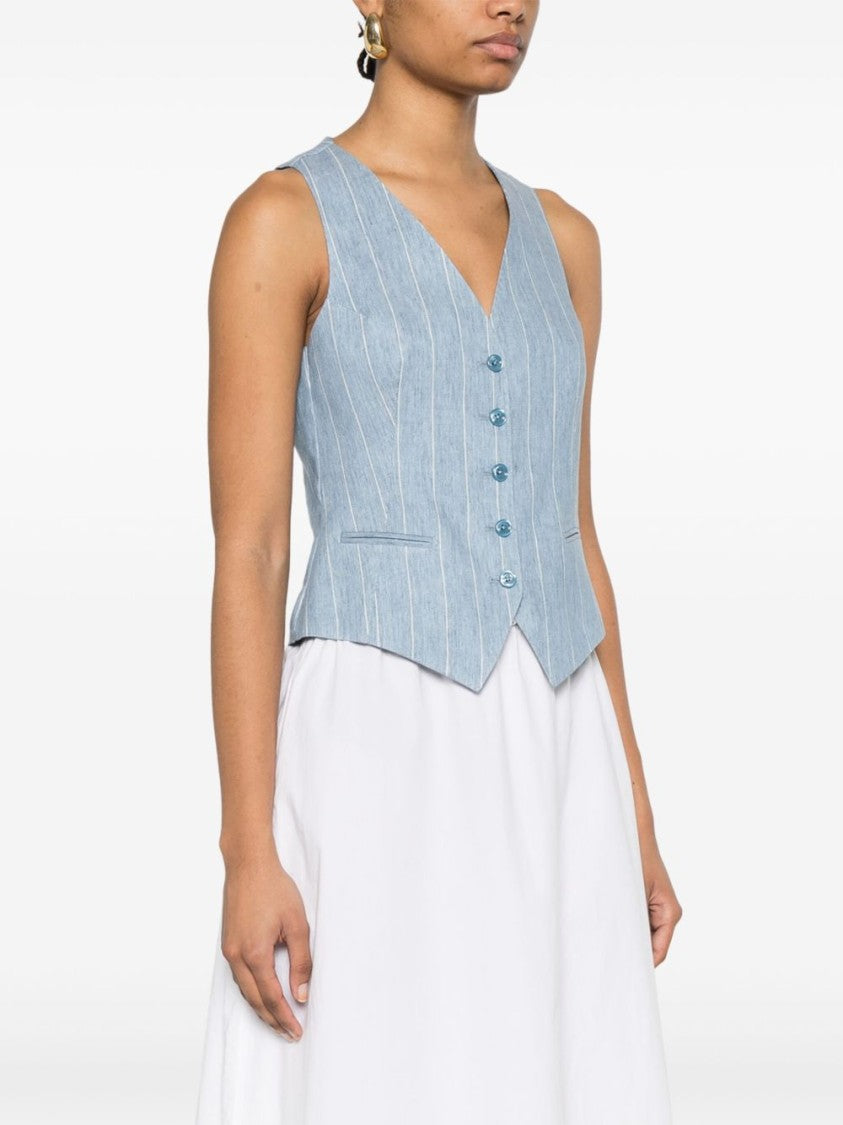 Tagliatore Cerulean Blue Striped Vest