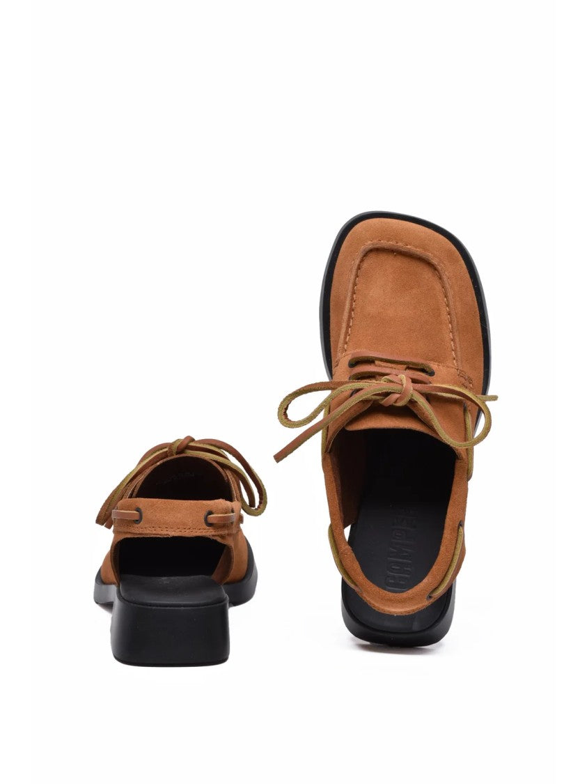 Camper Dana Brown Moccasin-Inspired Suede Sandals
