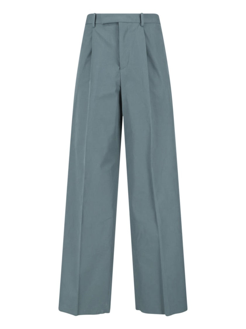 Jil Sander Blue Mid-Rise Straight-Leg Cotton Trousers
