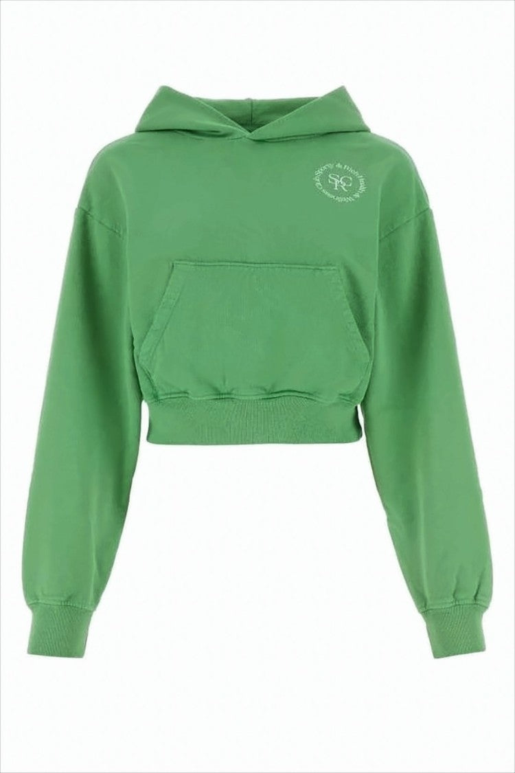 Sporty And Rich Green Cropped Hoodie With Relaxed Fit