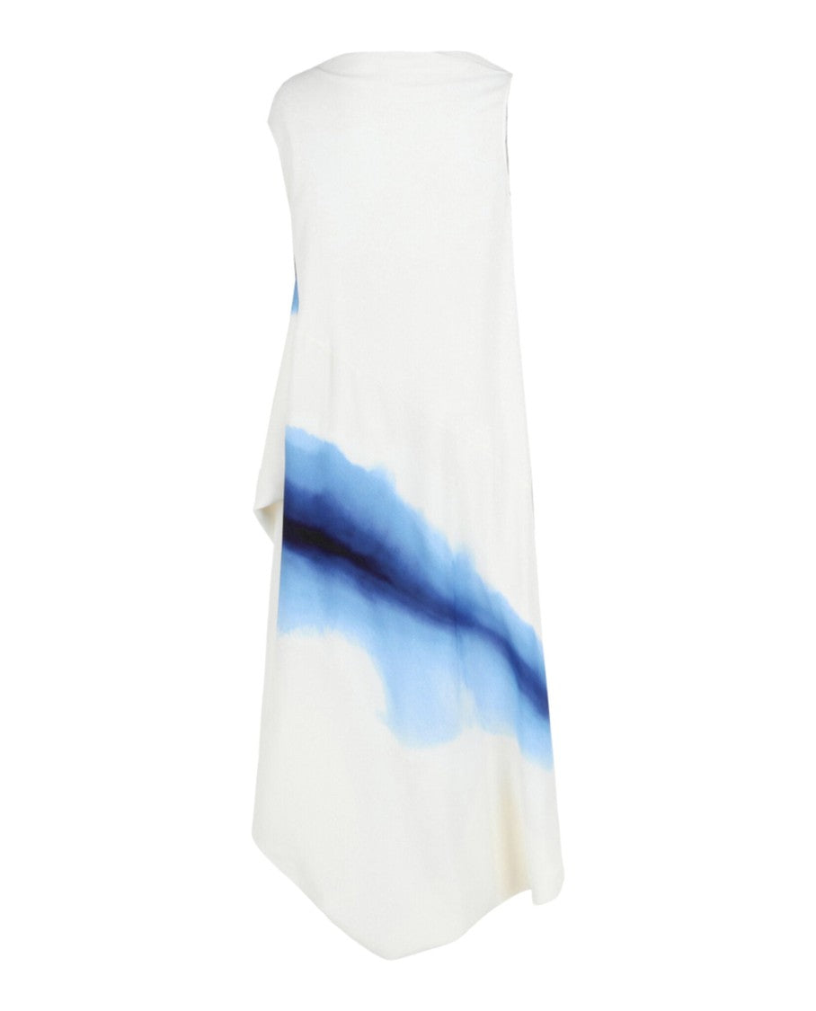 Ferragamo Degrade-Print Draped High-Low Dress
