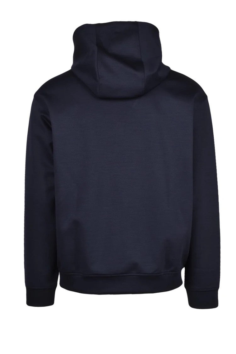 Emporio Armani Hooded Sweatshirt Polyester Wool Stretch - Blue