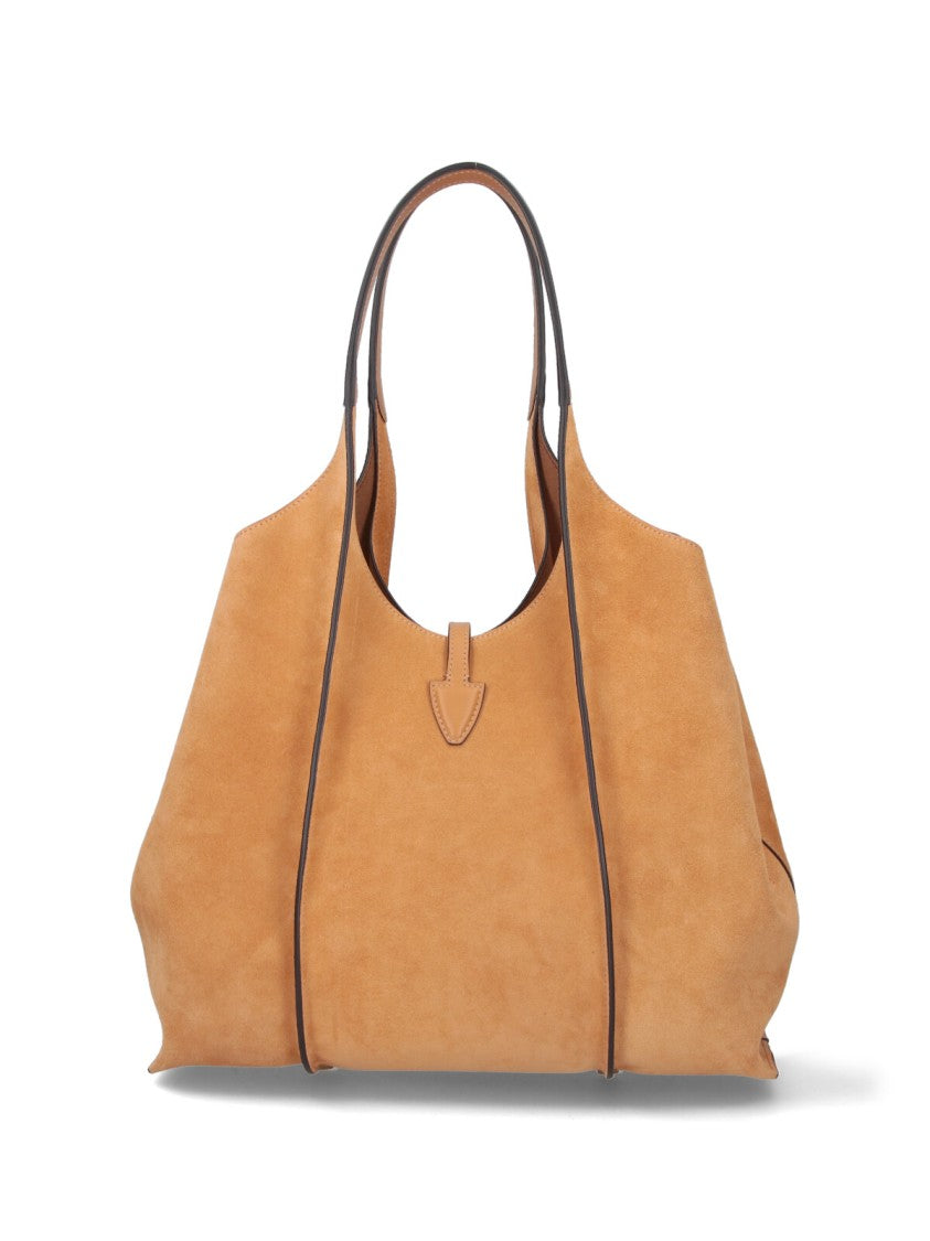 Tod's Medium Suede Tote Bag With Gold-Tone Logo Buckle