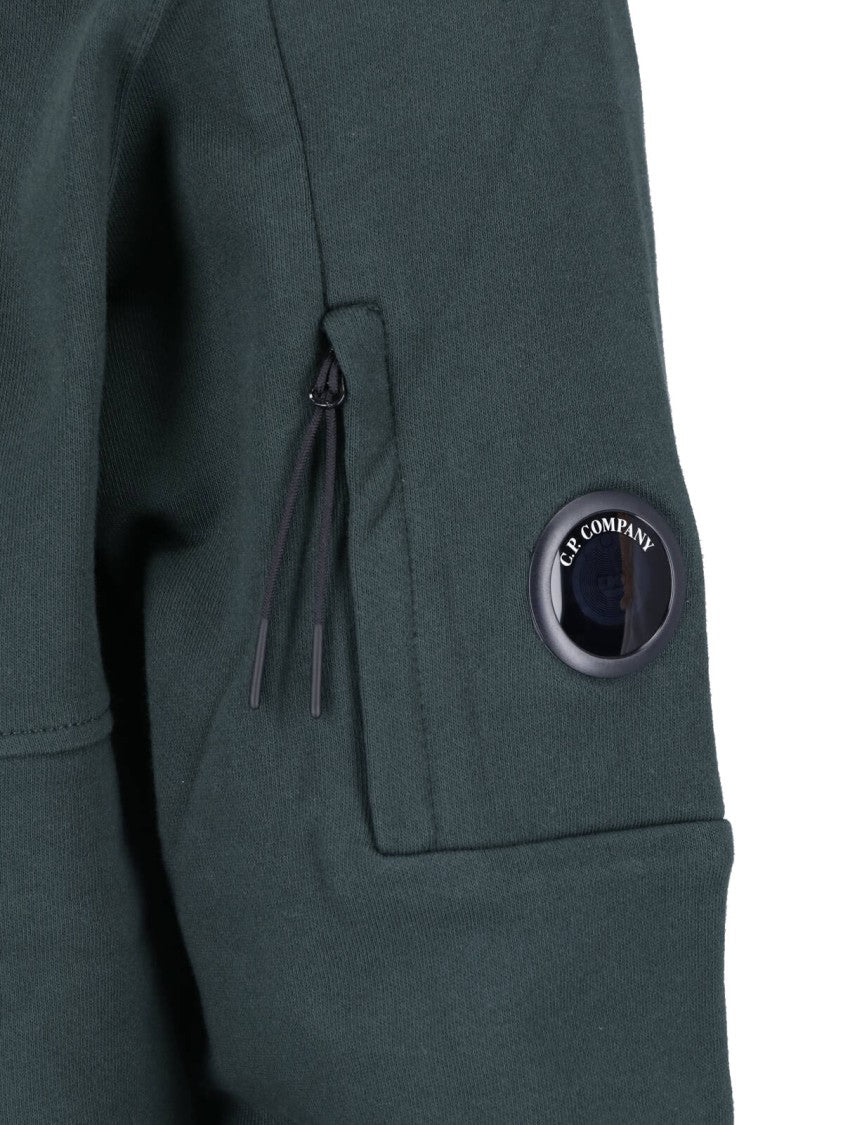 C.P. Company Green Diagonal Raised Cotton Hoodie
